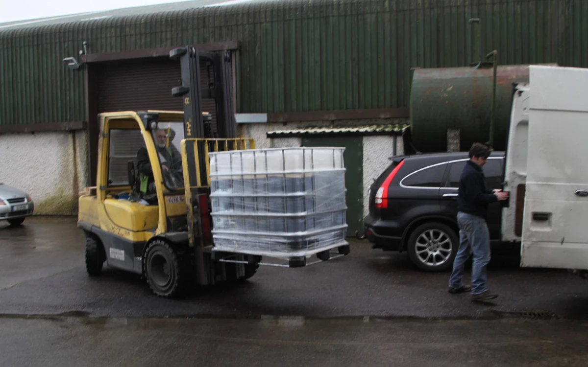 The wash is moved into the still house